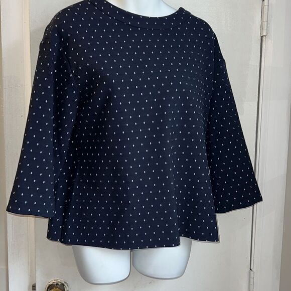 THAKOON ADDITION Navy and Grey Polka Dot Cut Out Back Top-2/Small NWT - Picture 2 of 11